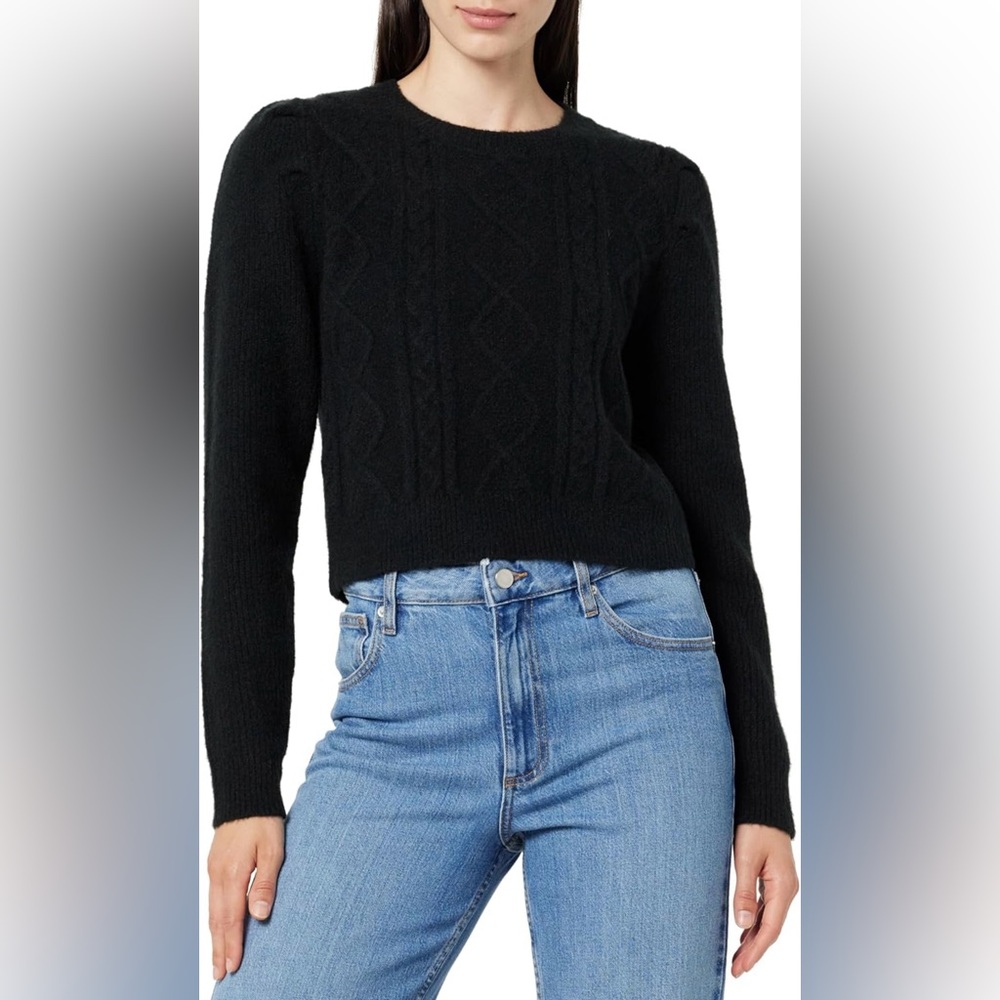 New! The Drop Womens Size L Gloria Puff-Sleeve Cable-Knit Sweater